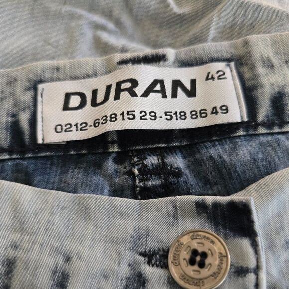 Duran Vintage 80s Acid Wash Pants Womens 28 x 31 Blue Chambray Beads Accents - Picture 11 of 13